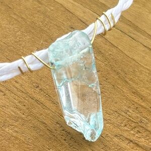 Tie on braided handmade ankle bracelet with quartz stone